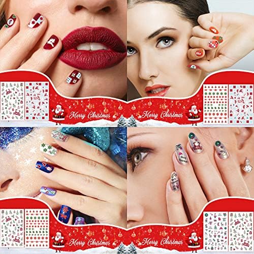 Leesgel 265kom Božićne naljepnice za nokte samoljepljive, Božićni omotači za nokte Božićne naljepnice ukrasi za nokte, trake za nokte