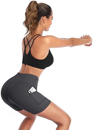 Dnevne žene joga kratke hlače visoka struka Trgovačka kontrola treninga Biker trčanje atletske kompresije s džepovima