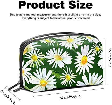 Vodootporne kozmetičke torbe, Putne kozmetičke torbe white Daisy Pattern, multifunkcionalne prenosive torbe za šminkanje, kozmetička torba za odlaganje žena