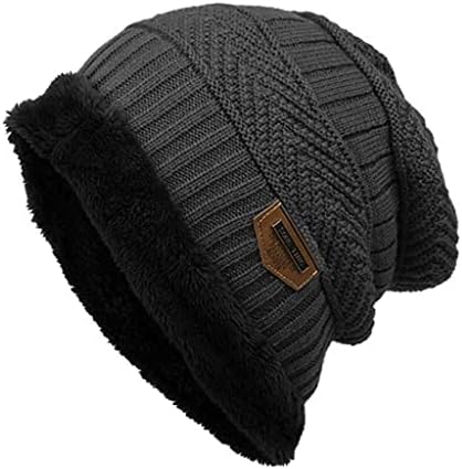 Pletena toplo Slouchy Knitsirana manžetna kapa za lubanje Beanie Hat, preveliki baggy kape za žene Muškarci Fleece obložene kontrastnim bojama Zima