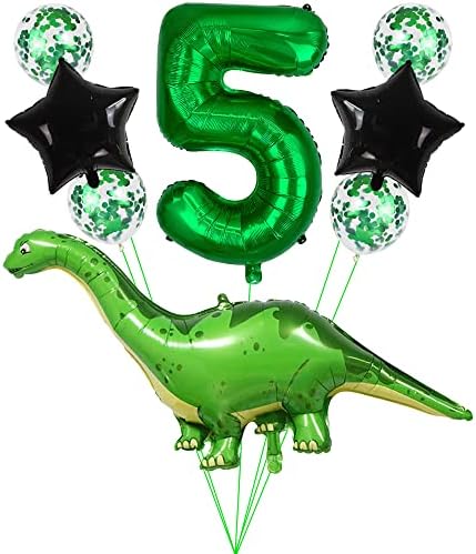 Kawailay Dinosaur Theed 5. rođendana Baloni za rođendan balona Dinosaur baloni za rođendani baloni 32 inčni tamnozeleni broj 5 helijum