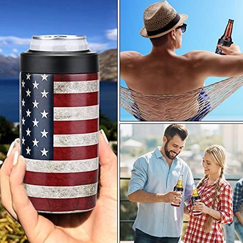 Maxso Slim Can Cool, 4-u-1 dvostruko zidni od nehrđajućih od nehrđajućeg čelika za pivo, radi sa svim 12 oz kanti, bocama i kao pintne čaše - Amerika zastava