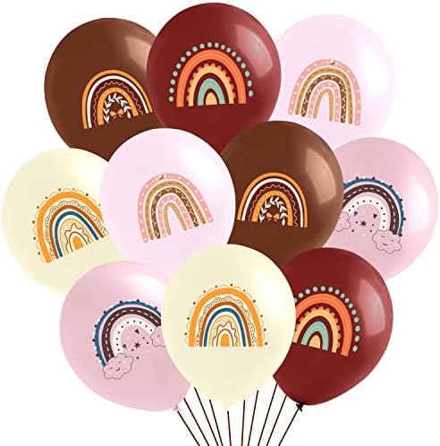 Wavitunc 52pcs Rainbow Balon set za dječje dječake Djevojke, višebojni uzorak lateks baloni za rođendan za bebe, ljetni vjenčani maturantski