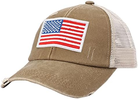 Kapu za kamiondžija za muškarce Podesiva američka zastava za vez bejzbol kapu lagana hip hop ljetna mreža