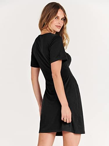 ANRABESS ženske ljetne majice 2023. Ležerne mini haljine sa kratkim rukavima Bodycon s kravatom