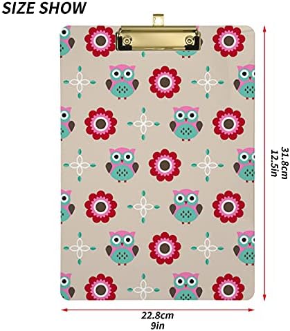 Owl Cartoon Plastic Clipboards sa metalnom kopčom letter Size Clipboard Low Profile Clip ploče za djecu u učionici potrepštine za