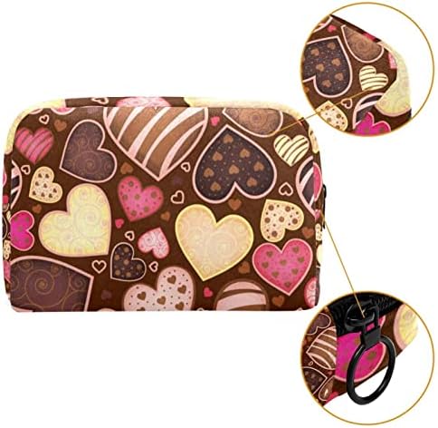 Travelna torba za šminke, kozmetička torba Make up Case za organizator, za žensku torbicu za toaletne potrepštine Oprema Četke, valentinov čokoladni kolačić srce ružičasta