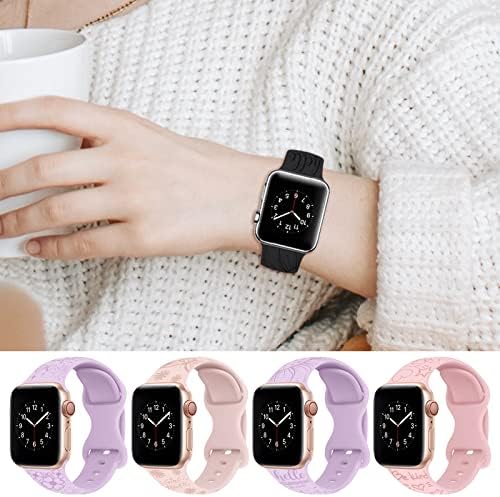 Shesyuki ugravirani dizajnerski sportovi Kompatibilni Apple Watch Band 38mm 40mm 41mm 42mm 44mm 45mm 49mm, meka vodootporni silikonski