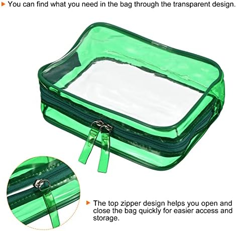 Patikil 6.7 X2.4 X4.7 Clear Travel Toalet Torbe, 3 pakovanja PVC vrećice za šminku Kozmetička torbica sa patentnim zatvaračem za putničku kuću za pohranu i organizovanje, zeleno