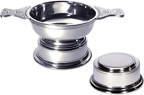 I Luv Ltd Quaich škotski pewter veliki plus veličine 135mm sa klincem Degustacijom posude Idealni poklon za krštenje