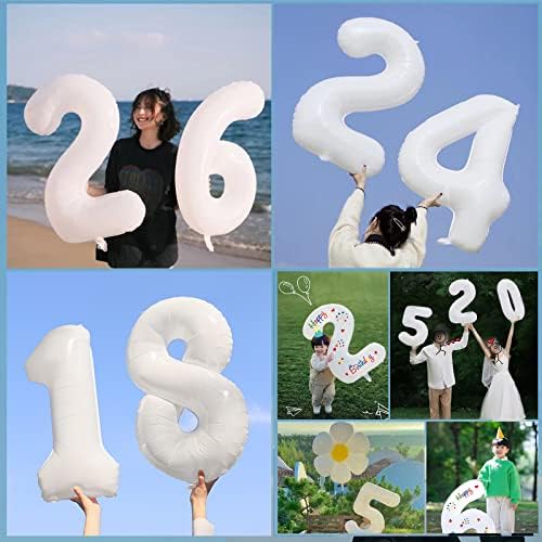 16-inčni bijeli broj daisy folije baloni za zabavu 0-9 rođendan godišnjice obljetnice za vjenčanje obljetnice za maturu sa 2 kom srećnim