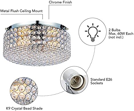 Vonluce moderna Kristalna plafonska lampa, plafonska svetla u ravni za hodnik trpezarija kuhinjska kupaonica, 120W zatamnjiva blizu