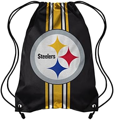 Forever kolekcionarstvo NFL Pittsburgh Steelers Team Stripe vezice ruksak BagTeam Stripe vezice ruksak Torba, crn, 19 x 14& 34;