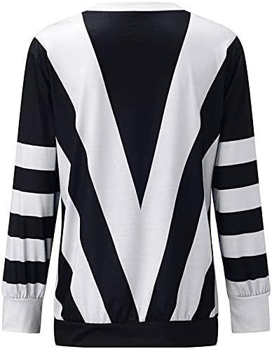 Ženska blok boja Bluze za patchwork zip prednji V izrezani labavi majica dugih rukava pulover vrhove