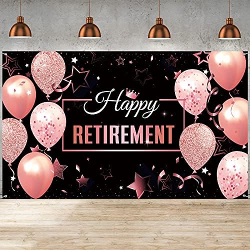 Blulu Happy Retirement Party Dekoracije, izuzetno velika tkanina Happy Retirement znak Banner Photo Booth pozadina sa konopcem za penziju stranka korist