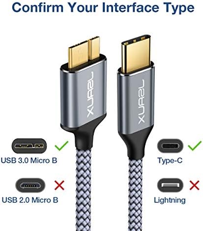 JSAUX 3.3 ft+6.6 ft USB C do Micro B kabl 2pack, USB Tip C do Micro B kablovski punjač najlon pleteni kabl kompatibilan sa Toshiba Seagate WD West Digital eksterni čvrsti disk, Kamera i još mnogo toga