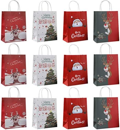 Cabilock Candy poklon torbe 12kom torbe Elk Santa Tree uzorak papirne kese prenosive torbe za namirnice torba za kupovinu za Božić
