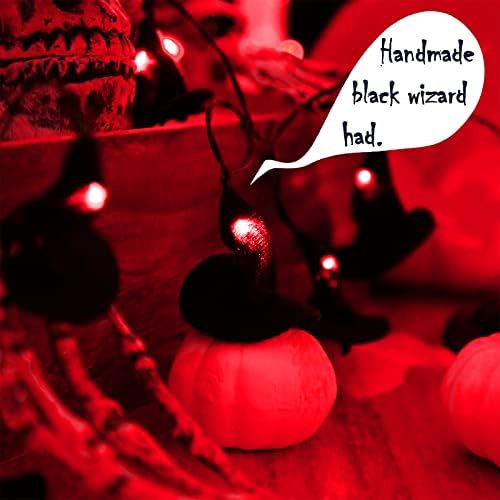 Malgero Halloween Dekoracije Vještičji šešir na baterije Crvena žičana svjetla 5Ft unutrašnja sablasna svjetla 10led Gothic Party