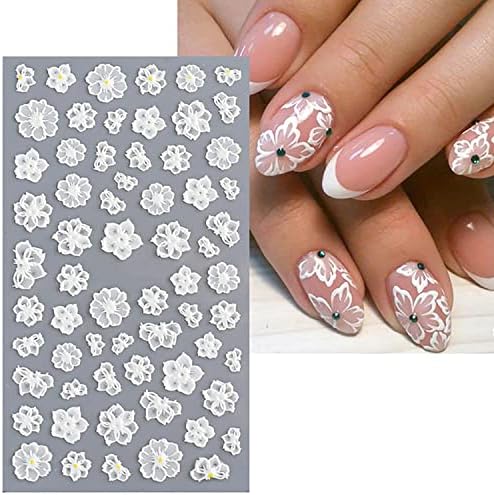WOKOTO 5 listova 5D naljepnice za nokte za Nail Art cvijeće naljepnice naljepnice za nokte dizajn cvijeća reljefne 3d cvijeće za nokte naljepnice za umjetnost noktiju 3D naljepnice za cvijeće za akrilne nokte naljepnice za nokte za žene