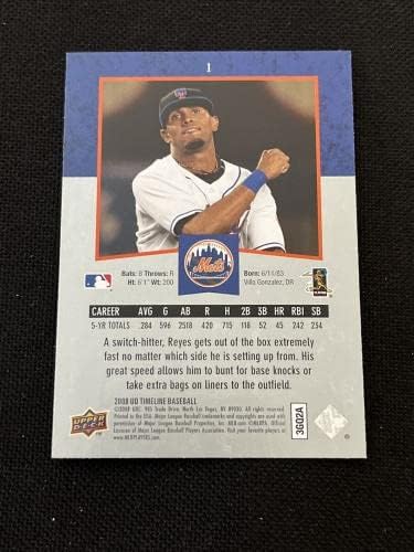 Jose Reyes 2008 Vremenska visina gornje palube potpisana je autogramčena kartica br. 1 New York Mets - MLB autogramirane bejzbol kartice