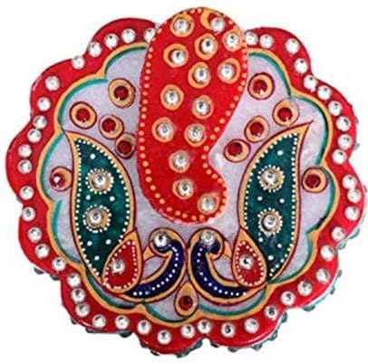 Tradicionalni mramorni ručni okrugli stil Rajasthani Chopra | Kumkum / Roli Box | Sindoor Box | Kućni dekor Sindoor kutija za Poja