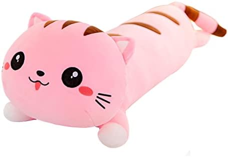 Slatka dugačka pušana jastuka - meka mačka punjena životinjska jastuka za životinje za djecu i djevojku, mače Plushie igračka za spavanje