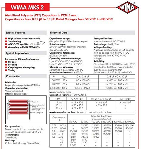 10pcs 0.33UF 330NF 334 63V Wima MKS2 Audio razmak metalizirani poliesterski kondenzator