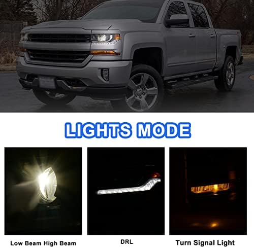 Roxx prednja svjetla za projektor [ samo lijeva strana] za 2017 2018 2019 Chevy Silverado 1500, prednja lampa w/Led DRL, projektor