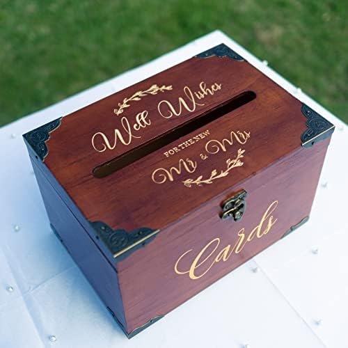 Joy ceremonija ukrasna kutija za vjenčanje, rustikalne drvene kutije za kovertu sa utor, želeći za vjenčani prijem, poklon kutiju