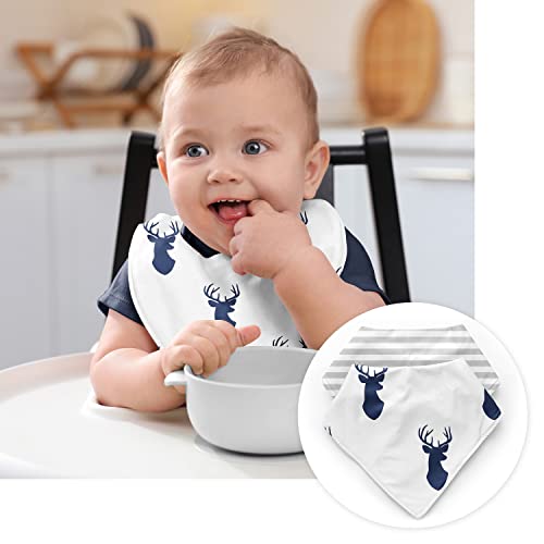 Sweet Jojo Designs Woodland Deer Boy potrepštine za novorođenčad Poklon Set za ležište - tamnoplavi i bijeli šumski rog za životinje-pleteni Set od 8 komada