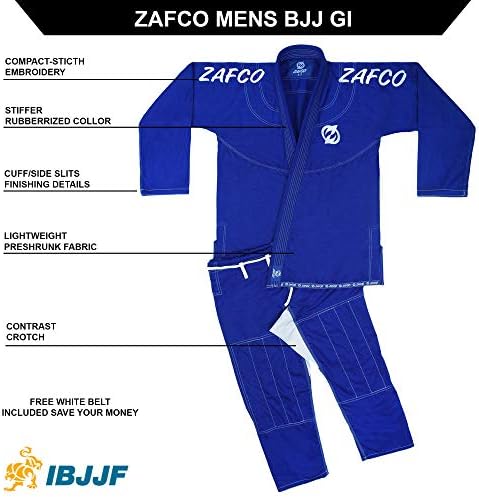Zafco Sportski brazilski Jiu Jitsu Gi Bjj Gi za muškarce i žene Grappling gi uniforme kimonos svjetlo, preshrunk, sa bijelim pojasom