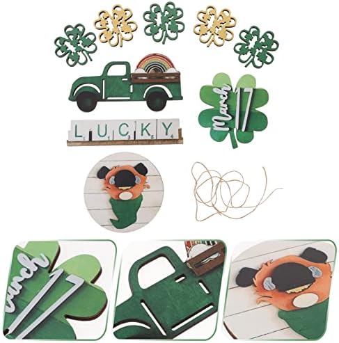 Abaodam dekoraciones para salas de casa 5pcs st. Patricks dekor za ladicu Četiri lišća ukras za ladicu Patricks stol drveni znak za