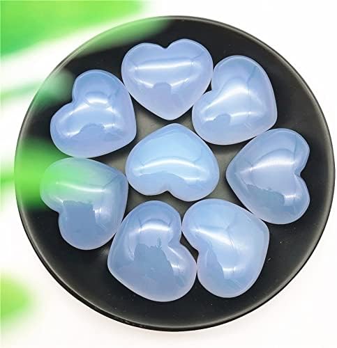 Binnanfang AC216 1pc Natural Big Blue Chalcedony Crystal u obliku srčanog jezika Meditacija lijekogljenog čakre poliranog prirodnog