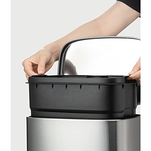 Ataay smeća limenke kante za smeće može smeće može od nehrđajućeg čelika protiv otiska prsta kamenka od kante za smeće s poklopcem kantu za smeće, kuhinja / srebrna / 12l