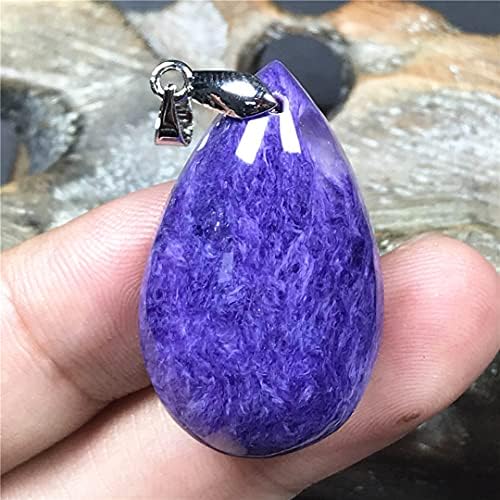 Duovekt Natural Charoite Privjesak nakit Charoite Kristalni kamen za žene Muškarci Izlječenje poklon 31x19x9mm Zbirke Srebrna voda