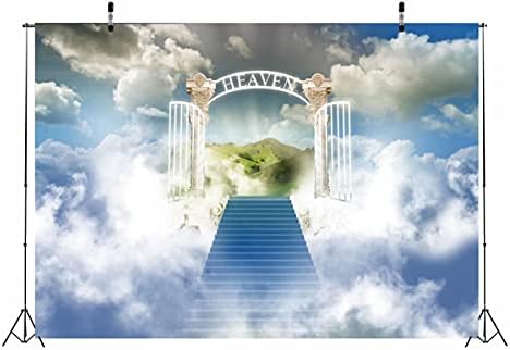 Beleko 9x6ft Tkanina Heaven pozadina rajnih vrata nebo oblačno stubište do neba Fotografija Backdrop Nebes poslao bebe tuširali baner
