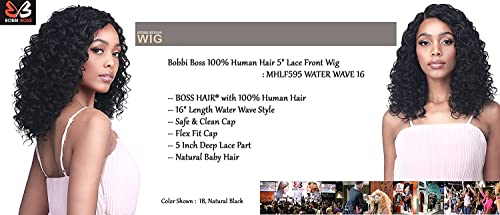 Bobbi Boss ljudska kosa 5 čipkasta prednja perika MHLF595 vodeni talas 16, 16 inča duge vodene talasne perike sa dječjom kosom