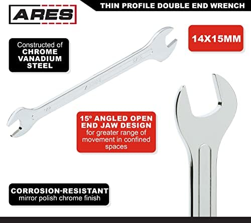 ARES 33047-14x15mm Ultra tanki profil Dvostruki otvoreni ključ - Chrome Vanadium čelična konstrukcija sa ogledalom poljski hromirani