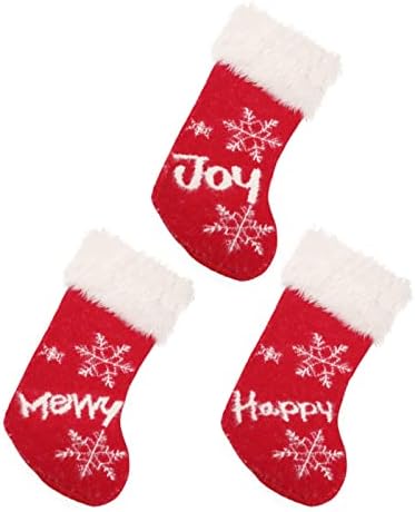 Božićne čarape 15,7 * 27-inčni čarapa Super Mekani plišani klasični crveni i bijeli viseći čarape s pletenim snežnicom za porodične