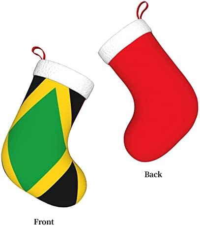 QG ZZX Božićne čarape sa bijelom super mekom plišanom manžetnom jamajčkom zastavom Xmas Božićne ukrase Čarape