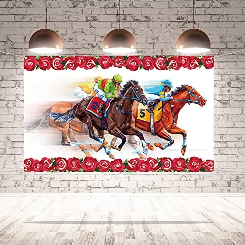 Pudodo Run for the Roses Backdrop Banner Kentucky Derby Horse Racing tematska zabava fotografija pozadina zid dekoracija