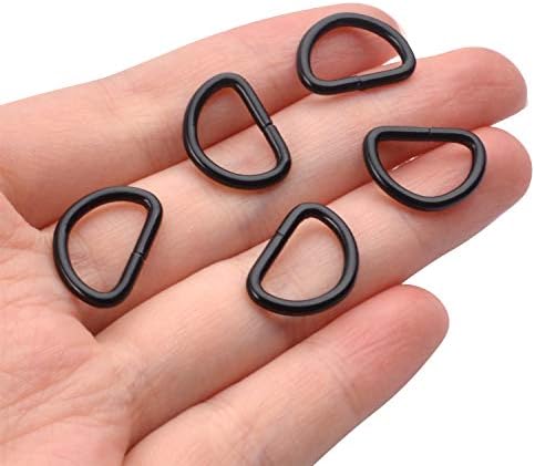 Bronagrand 100 komada 1 / 2inch metalni ne zavareni crni d kopča zvona D-prstena za torbu za torbu za torbu DIY dodaci
