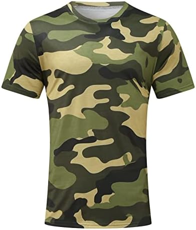 XXBR vojničke majice kratkih rukava za muške, ljeto CAMO Crewneck majica Atletic mišićna vježba maskirnog maskirnog tipa