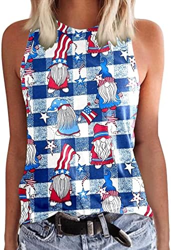 4th of July Shirts for Women USA Flag Summer Sleeveless Crewneck Tank Tops Stars Stripes Tie-Dye T-Shirts Casual Tees Tops