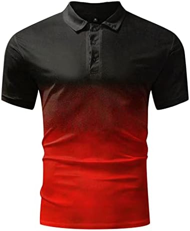 Muška Gradijentna kratka rukava T-Shirt Summer 3 Button rever Polo Shirt Moisture Wicking Athletic Casual Tee Top