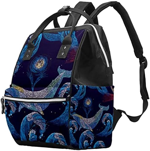 Guerotkr putni ruksak, vrećice za pelene, ruksačka torba za pelene, retro plavi Whale Waves uzorak