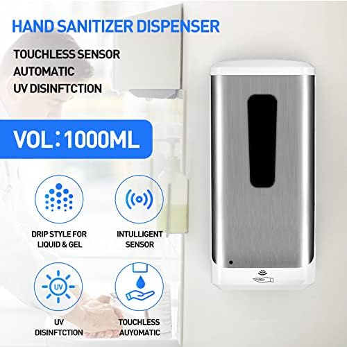 Automatski dispenzer za sanitet za sanitet, 1000ml Zidni sapun sa sapunom + 1000ml Automatski sanitetni raspršivač za sanitet, bez