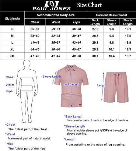PJ Paul Jones Muške modne modne setove Outfits 2 komada Ljetne polo majice i kratke hlače