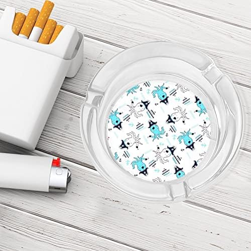 Gusarski hobotni uzorak staklene pepeo za cigarete i cigare za krug nosača ladice za pepeo za poklon za stolni desktop