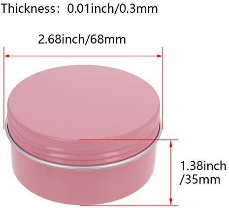 Bettomshin 3pcs 80ml 2.7oz okrugle aluminijske legure ružičaste limenke mogu se privijati gornji metalni kontejneri sa lidom 80g za